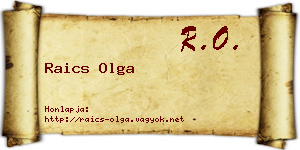Raics Olga névjegykártya